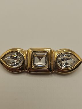 Salo Vintage Crystal Brooch Womens OS Gold Tone Geometric Pin Size OS